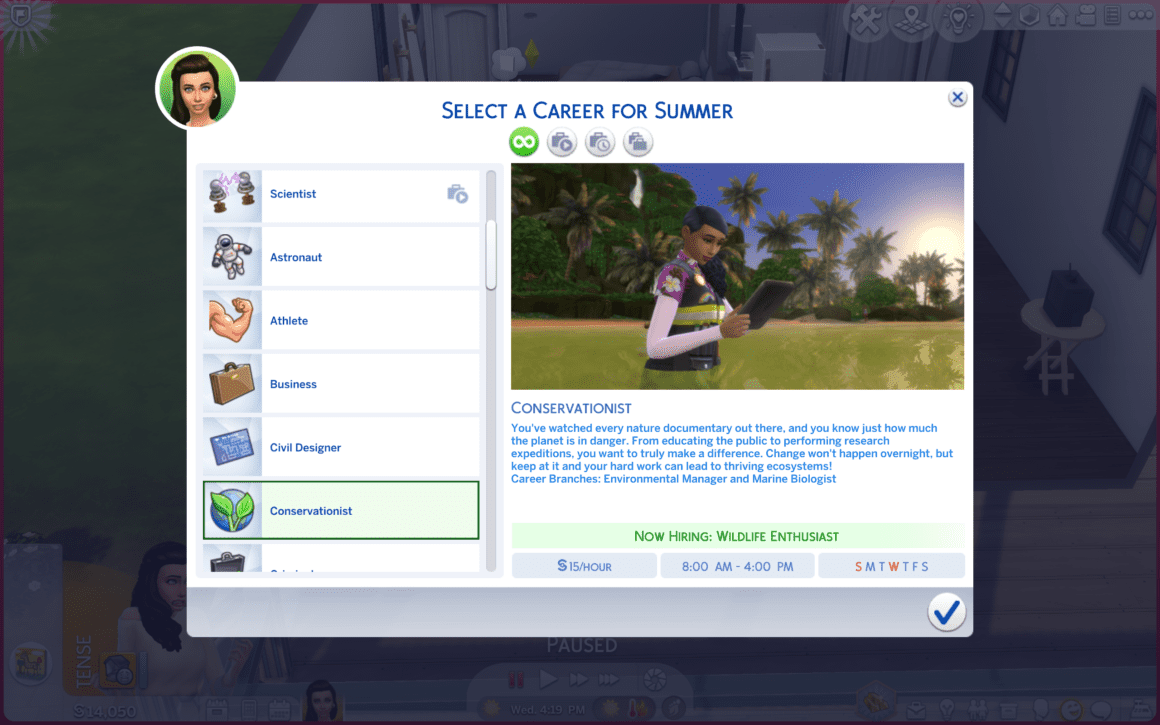 sims 4 careers conservationist 