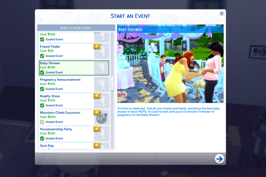sims 4 baby shower