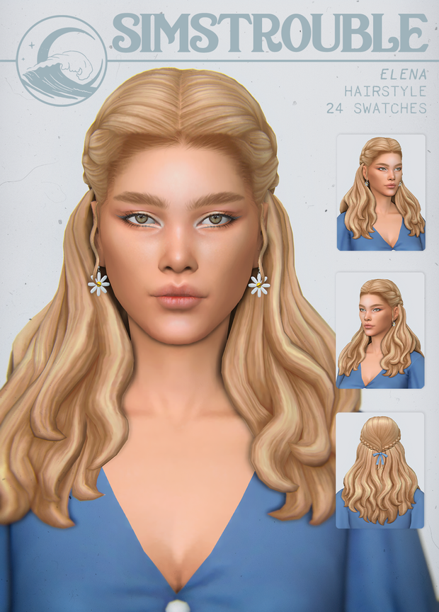 Elena long wavy hair sims 4 