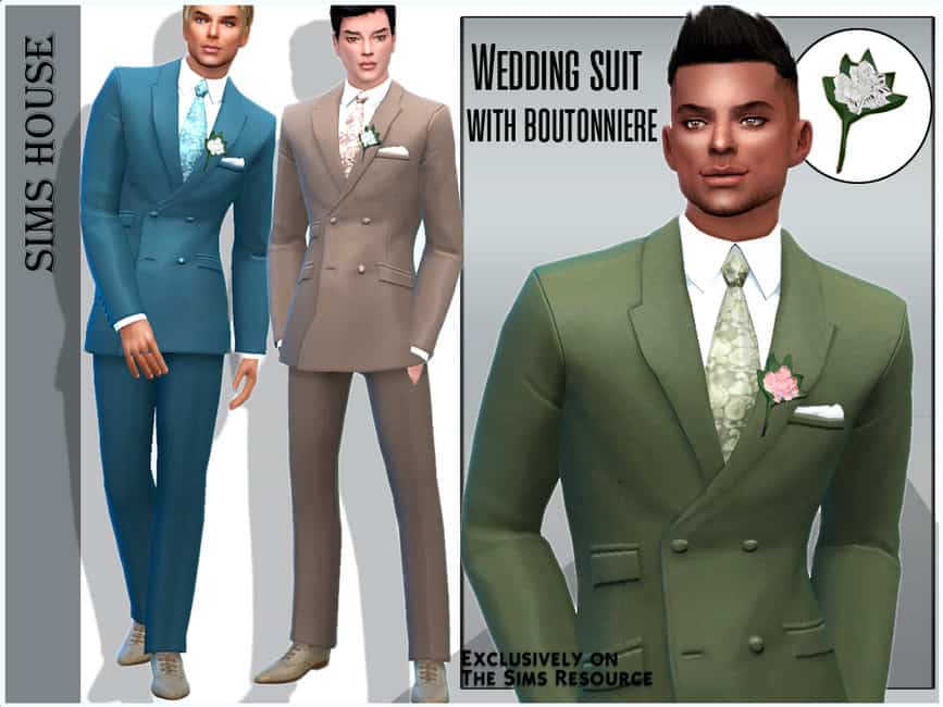 Wedding suit with boutonniere