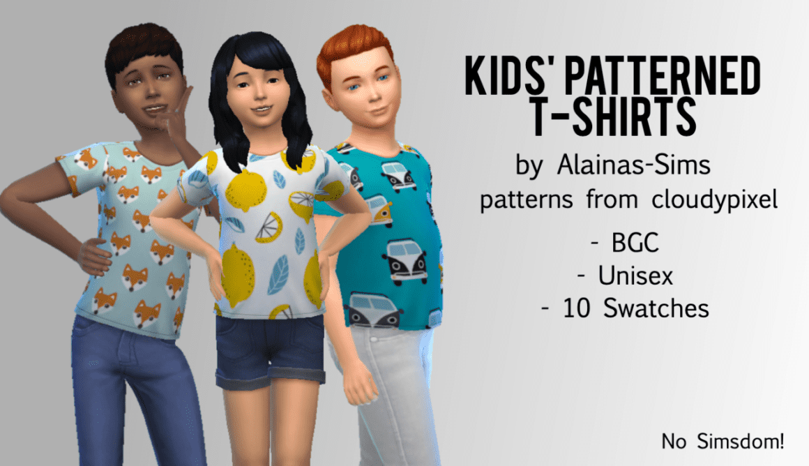 Sims 4 kids Patterned T-shirts