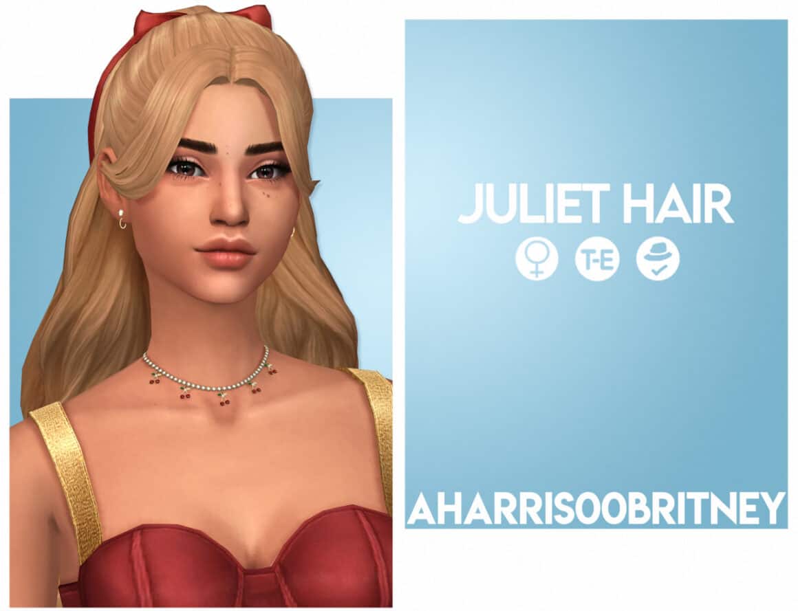 Sims 4 Female Long Half Up Hair with Bow