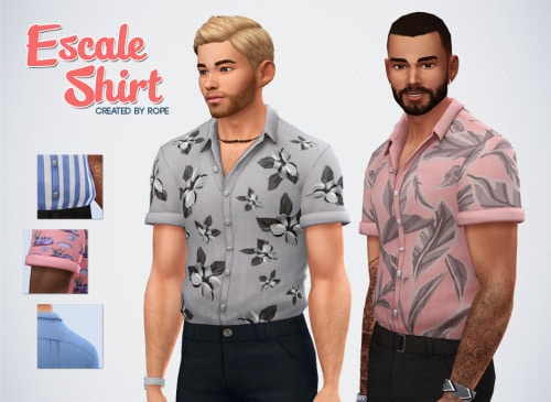 Sims 4 Male Patterned Short sleeved Shirt