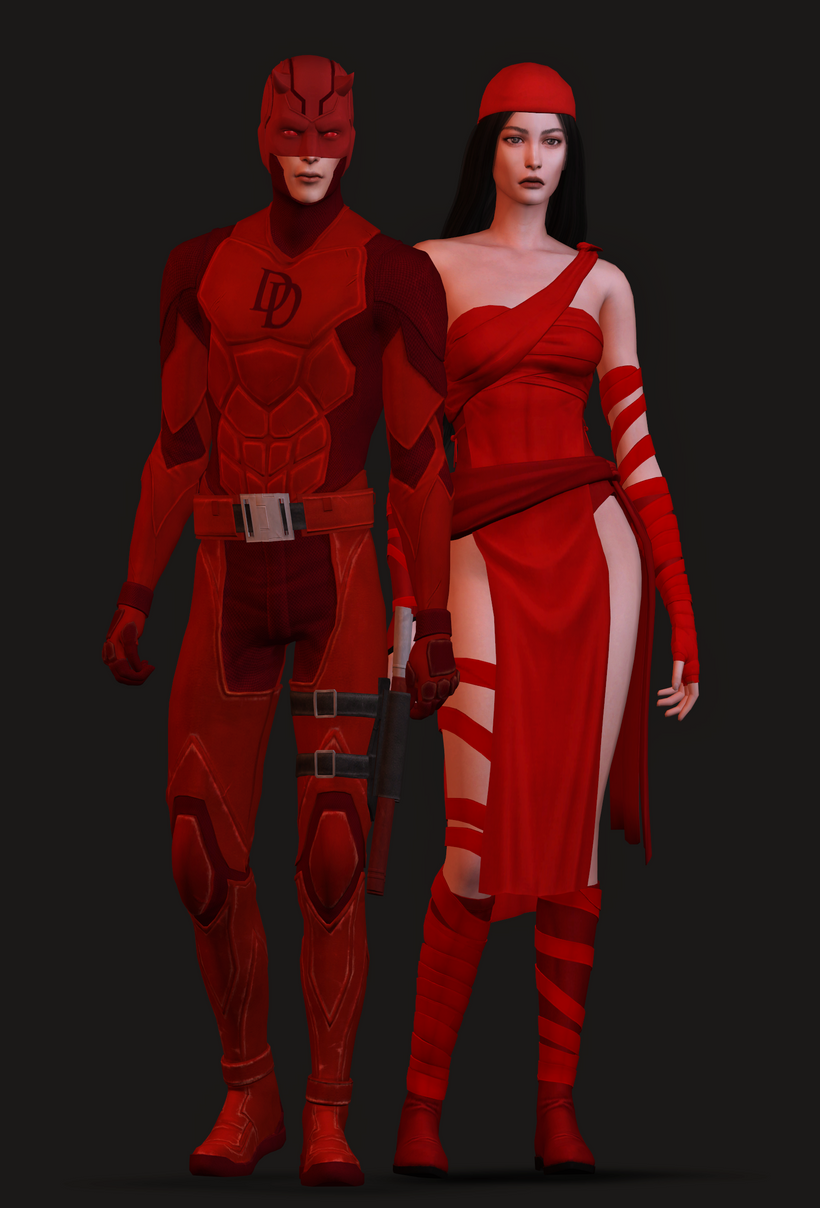 Sims 4 Daredevil and Elektra