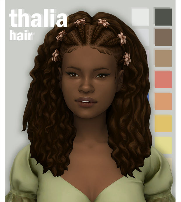 Sims 4 Thalia Curly Hair CC